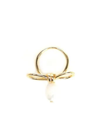 Bow Pearl-Drop Ring