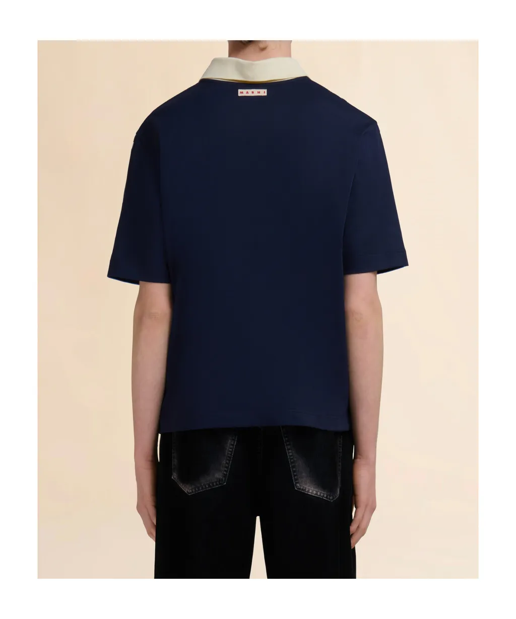 Organic Cotton Polo Shirt With Striped Front