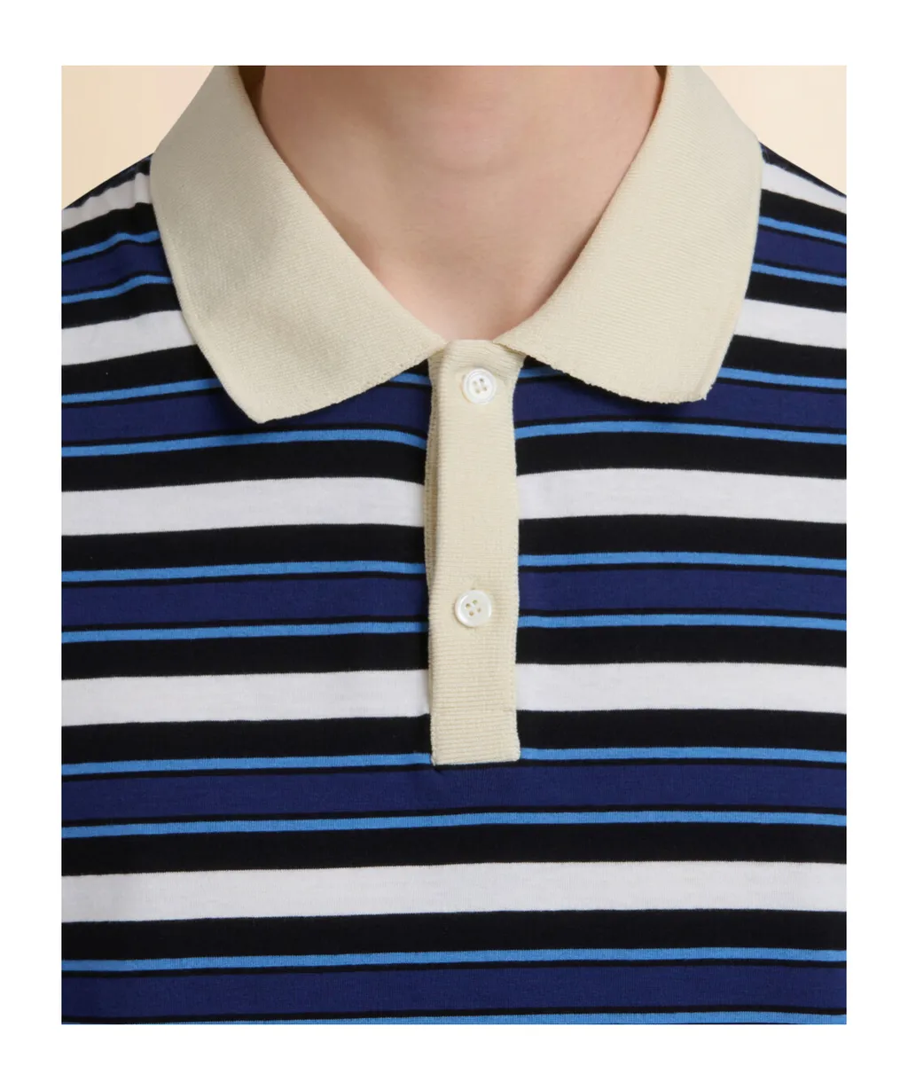 Organic Cotton Polo Shirt With Striped Front