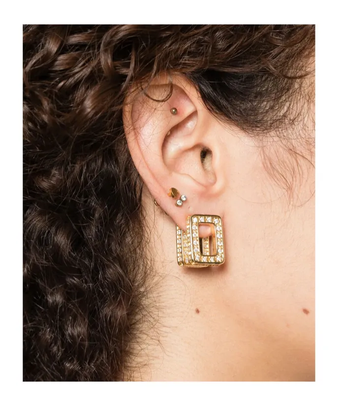 Square-Frame Diamond Earring
