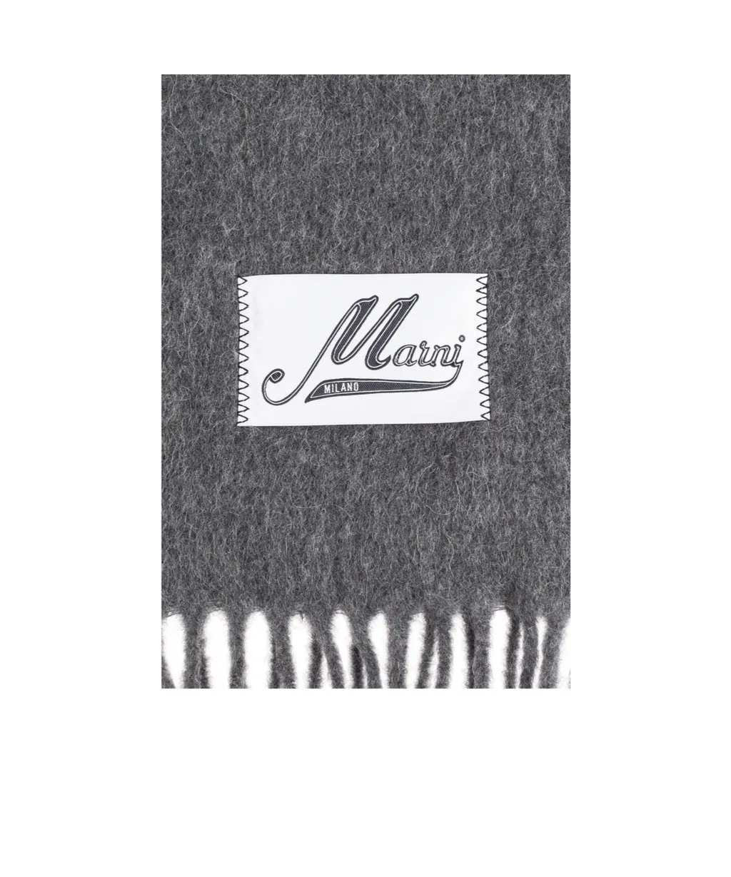 Logo Patch Fringed Scarf