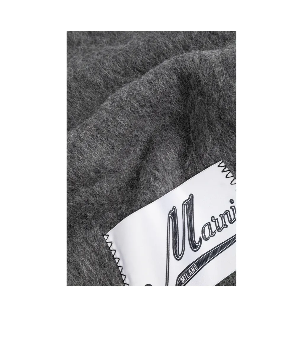 Logo Patch Fringed Scarf