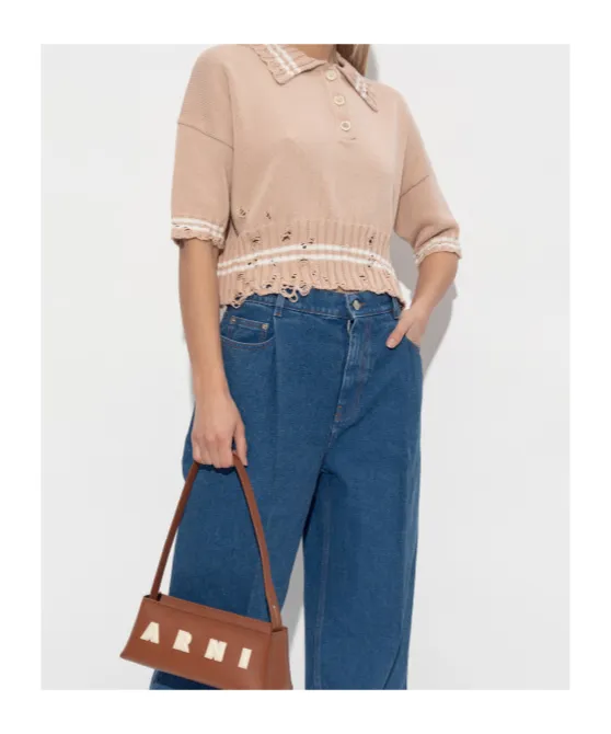 Distressed Short-Sleeve Knit Shirt