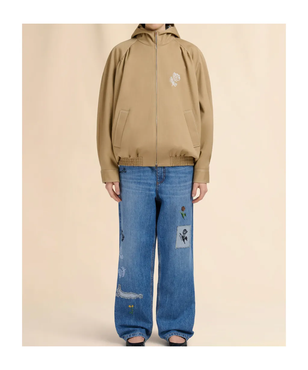 Logo Embroidered Zip-Up Jacket