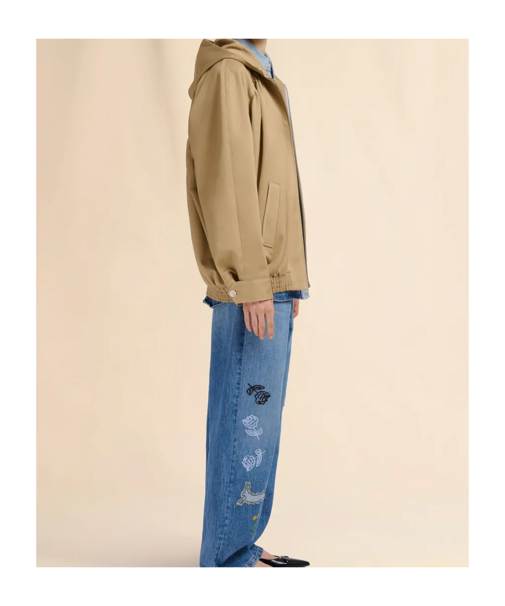 Logo Embroidered Zip-Up Jacket