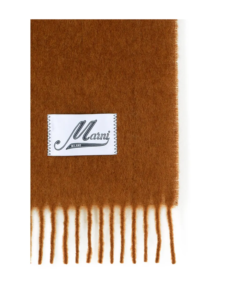 Logo Patch Fringed Scarf