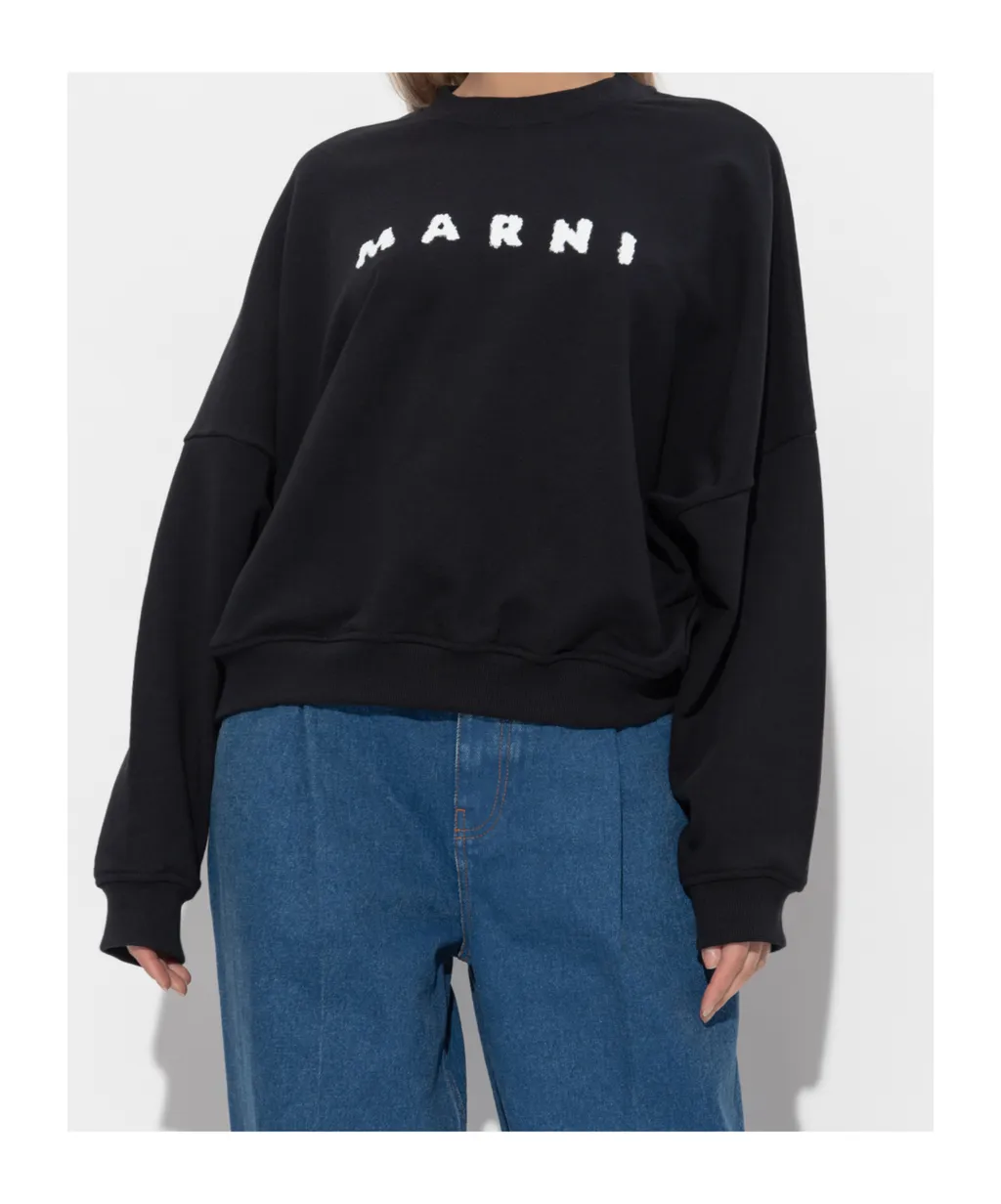 Logo Printed Drop Shoulder Sweatshirt