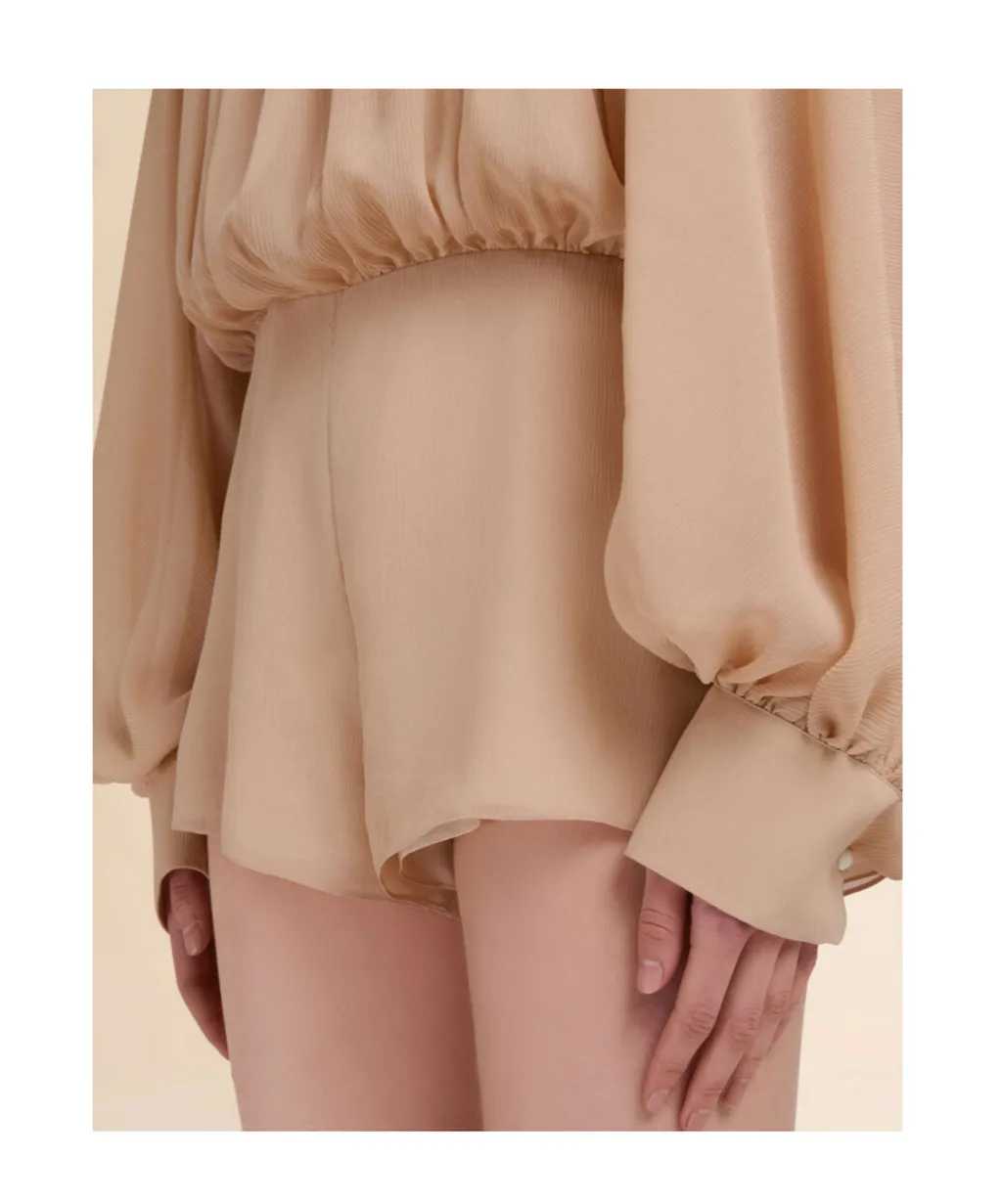 Long Sleeve Gathered Jumpsuit