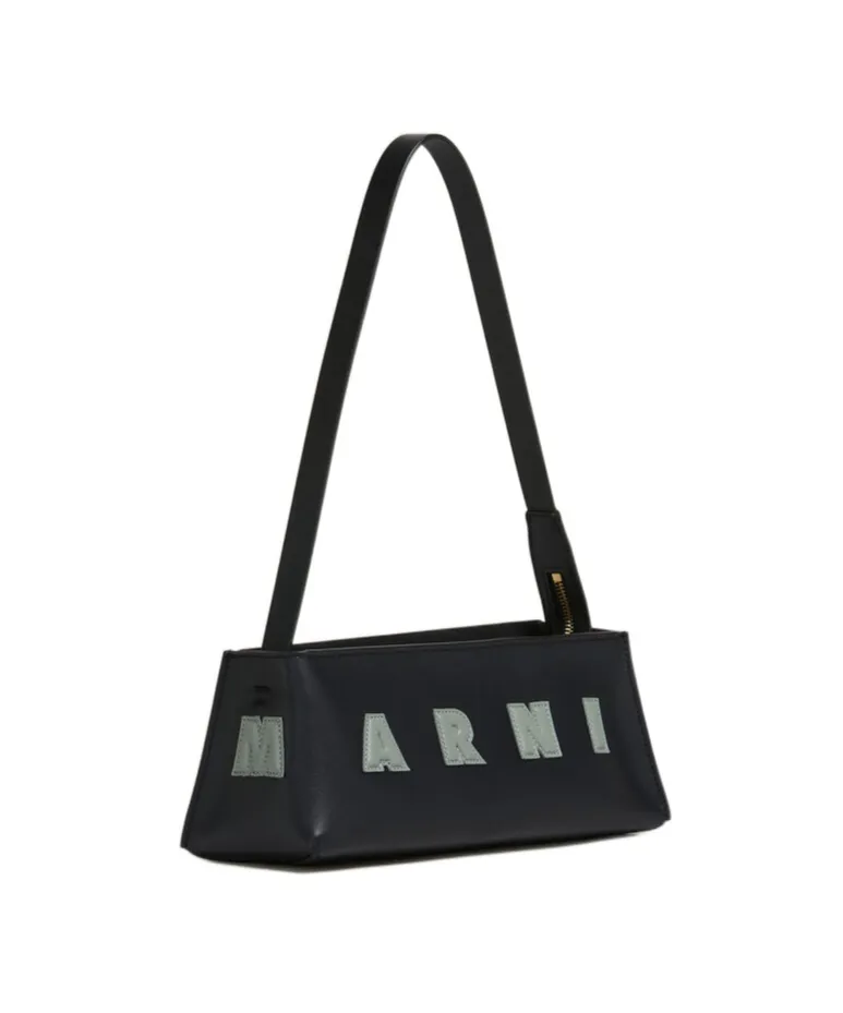 Logo Detailed Zipped Shoulder Bag
