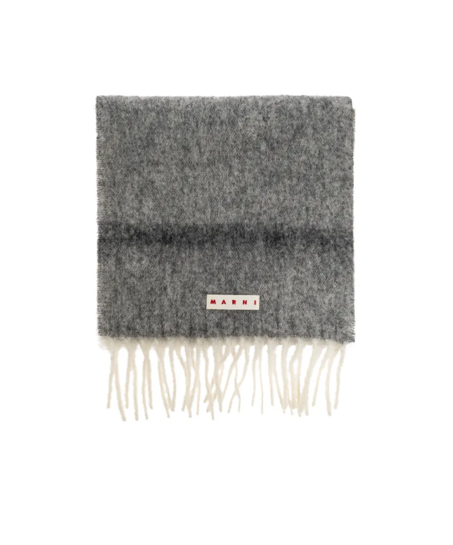 Logo Patch Fringed Scarf