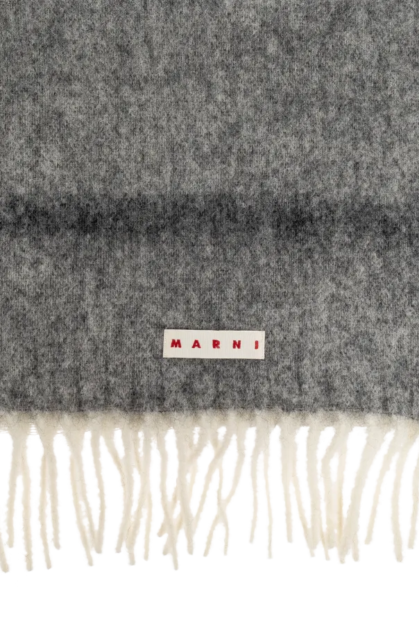 Logo Patch Fringed Scarf