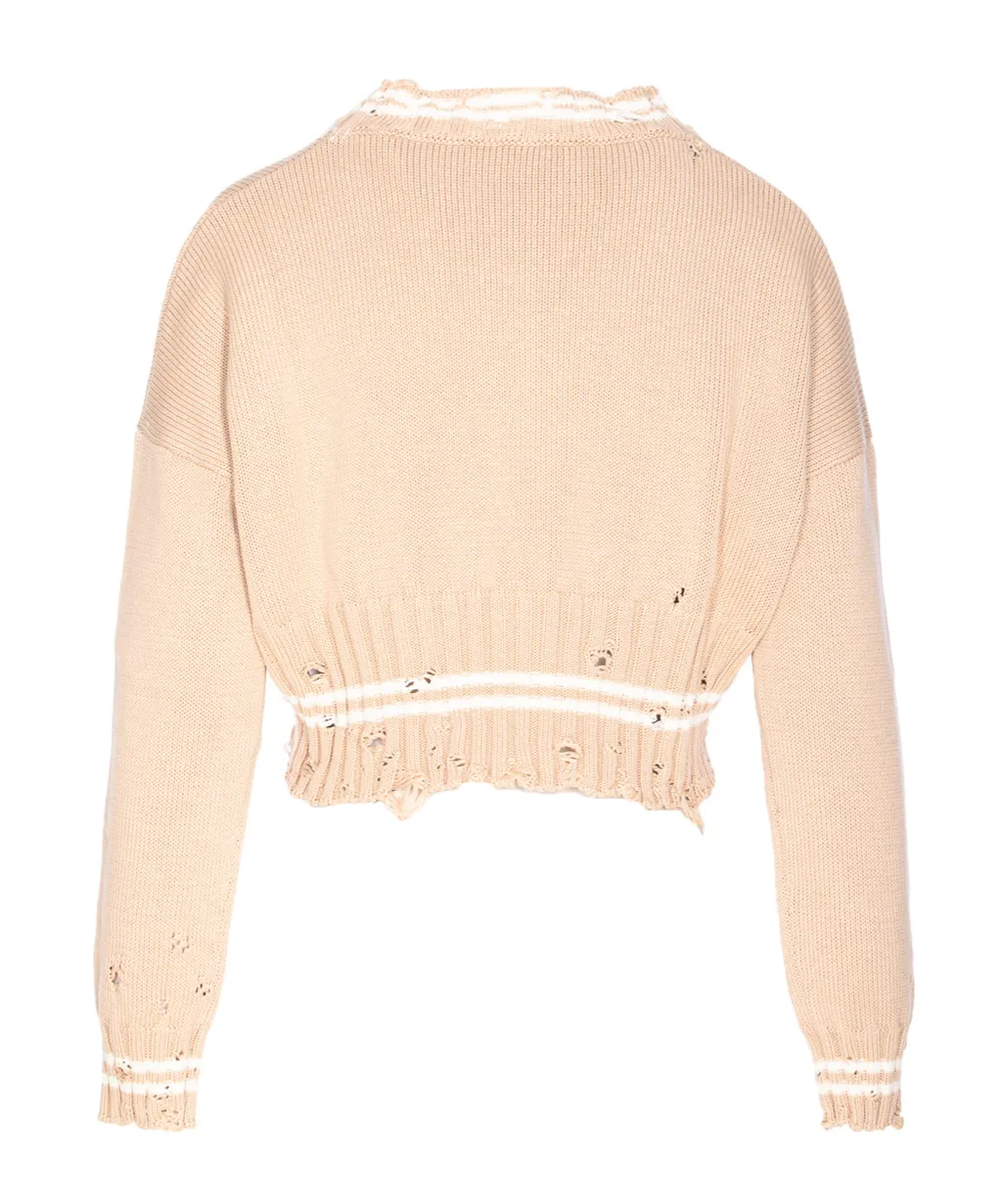 Distressed Crewneck Knitted Jumper