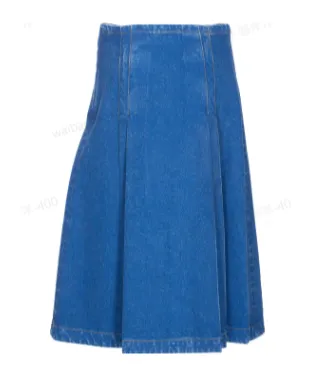 High-Waisted Denim Midi Skirt