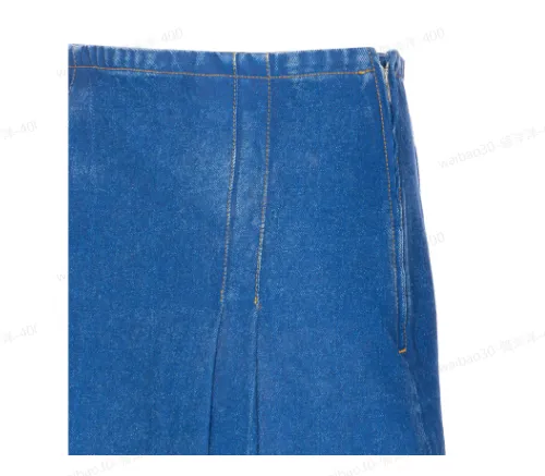 High-Waisted Denim Midi Skirt