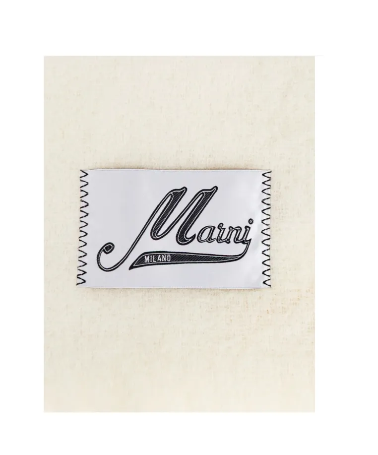 Logo Patch Fringed-Edge Scarf