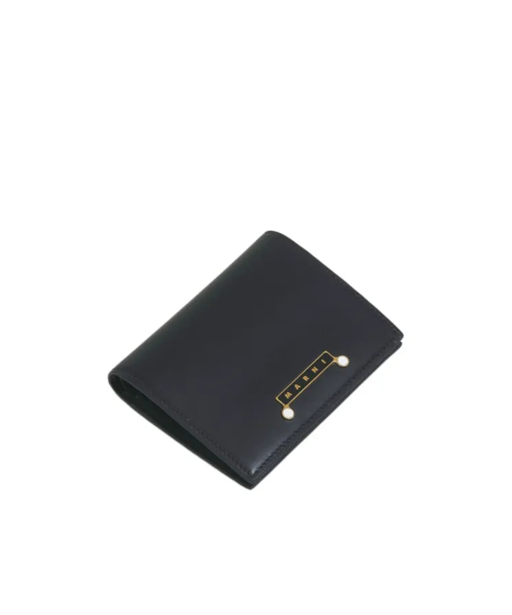 Black Leather Envelope Bifold Wallet