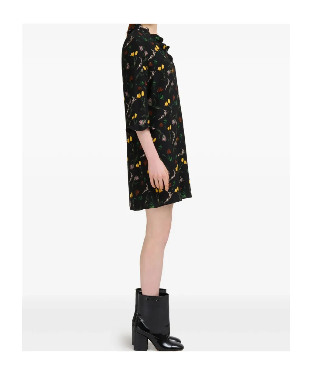 Floral-Print Ruffled Mini Dress