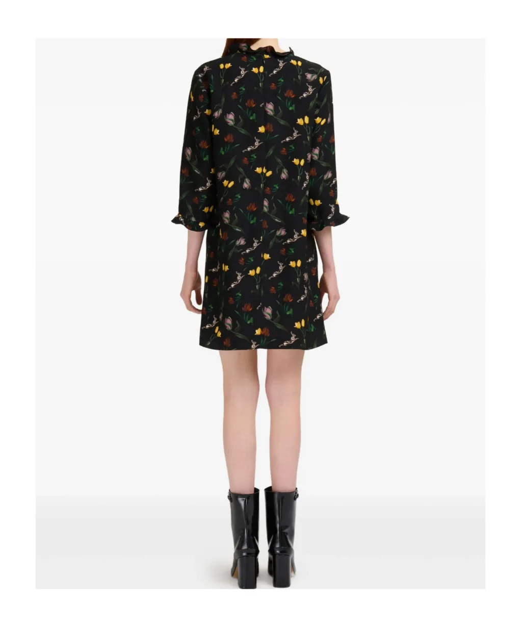 Floral-Print Ruffled Mini Dress