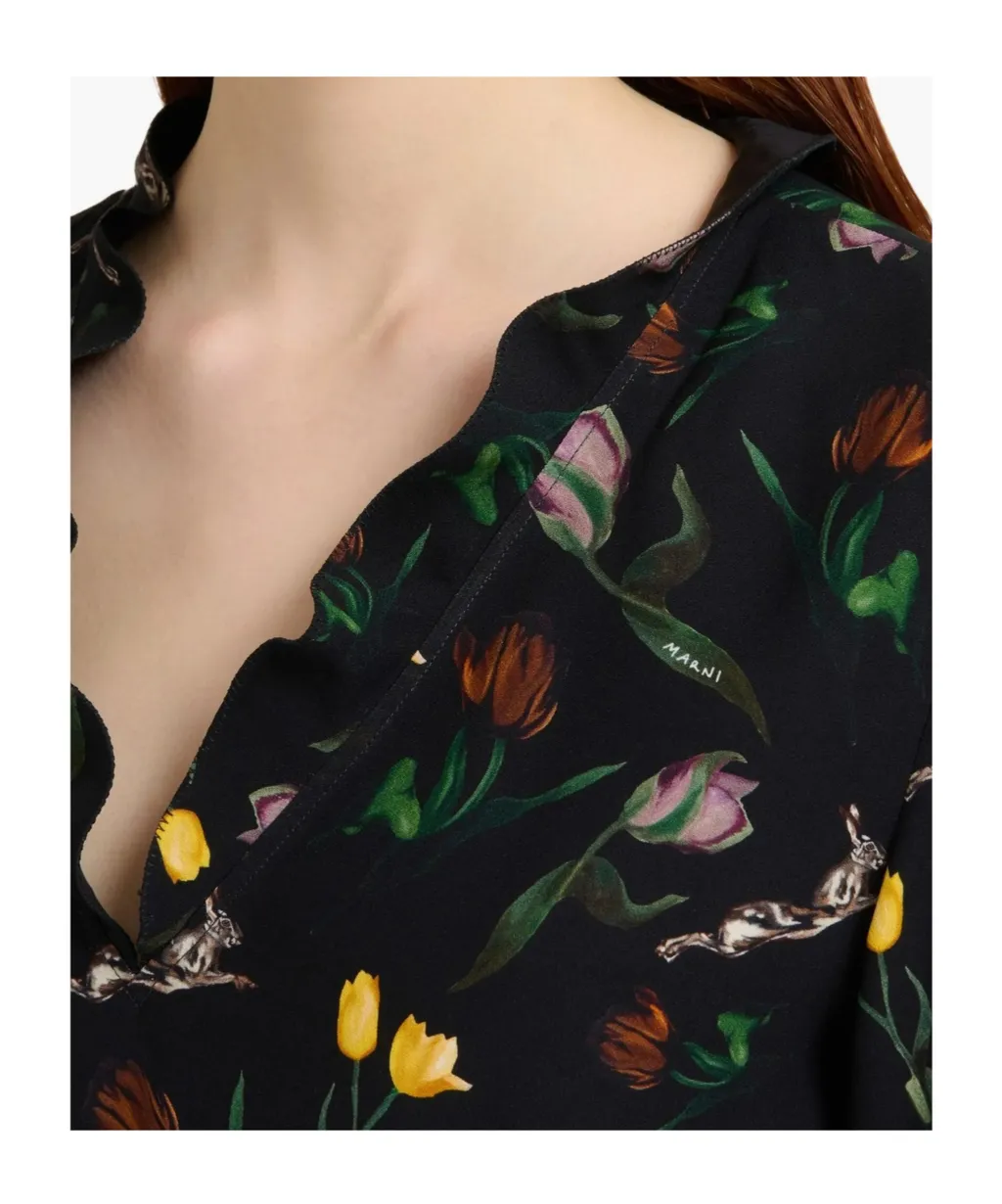 Floral-Print Ruffled Mini Dress