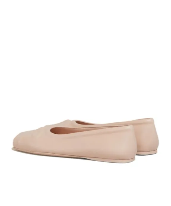Powder Pink Nappa Leather Seamless Little Bow Ballet Flat