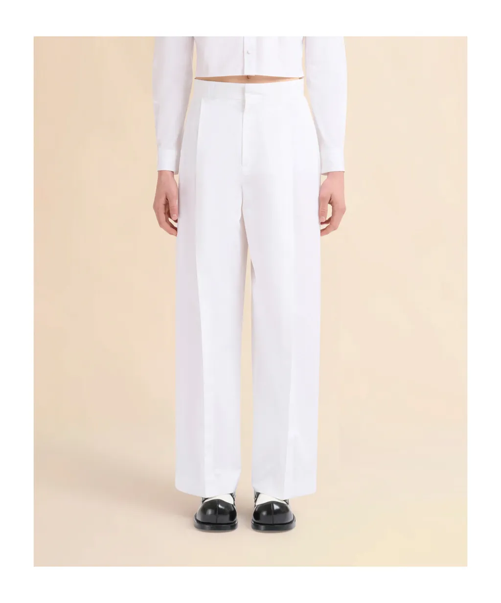 Poplin Trousers With Maxi Pleats