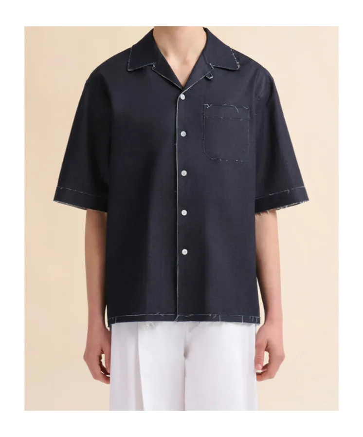 Short-Sleeved Straight-Hem Shirt