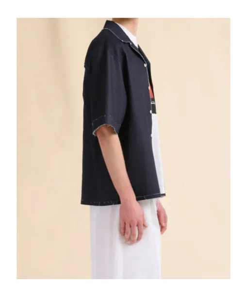 Short-Sleeved Straight-Hem Shirt