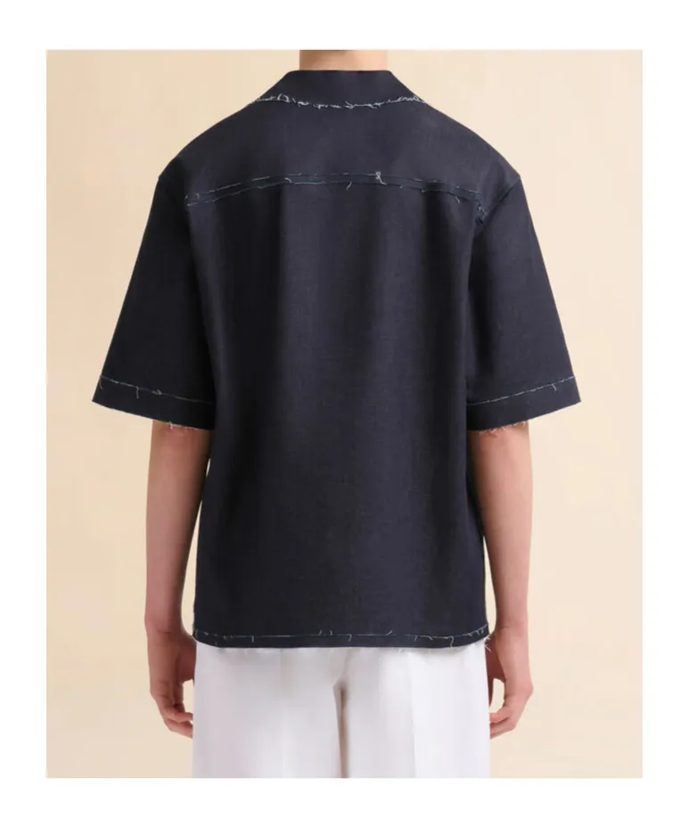 Short-Sleeved Straight-Hem Shirt