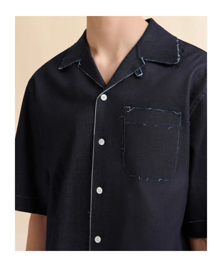 Short-Sleeved Straight-Hem Shirt