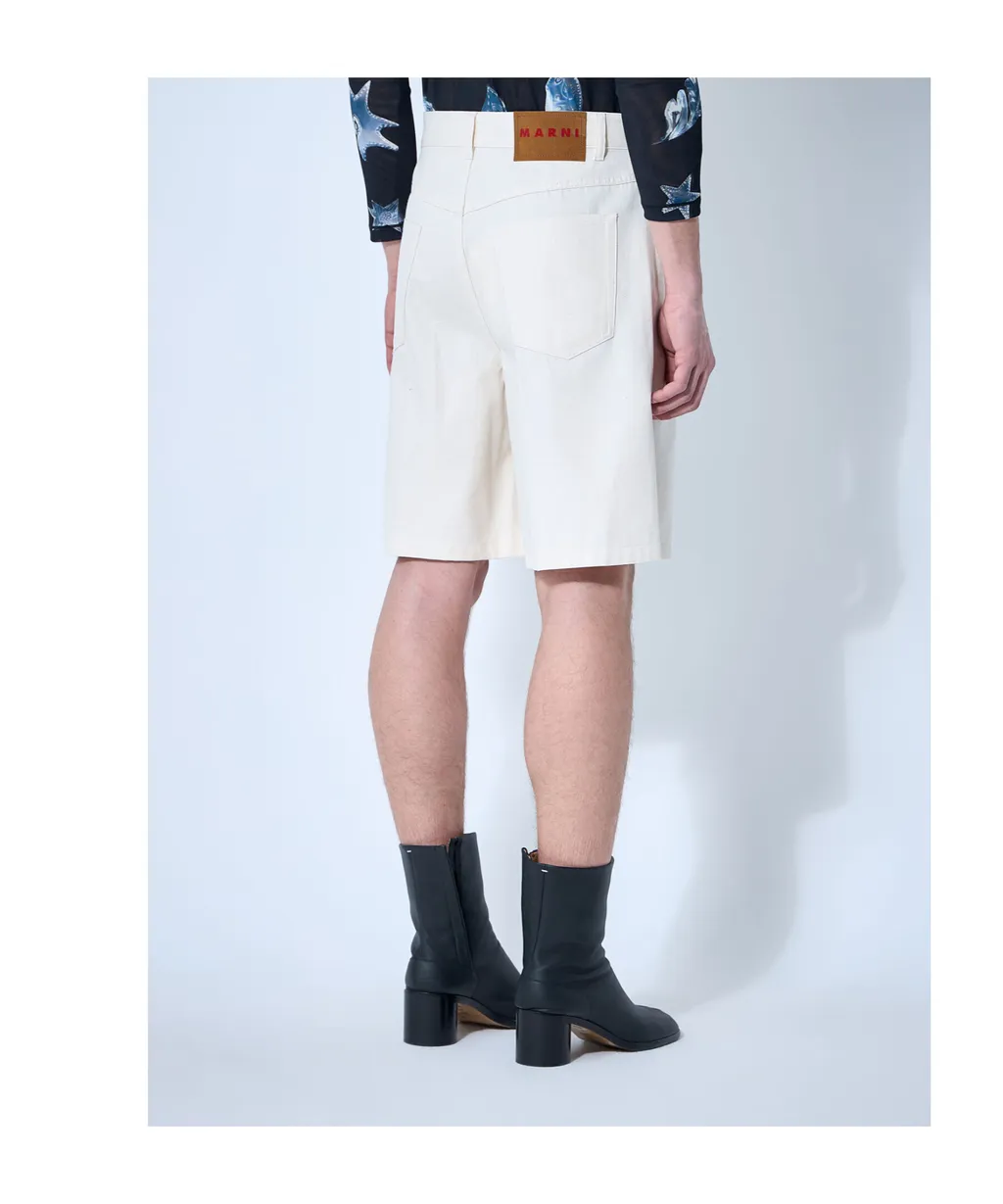 Logo Plaque Denim Shorts