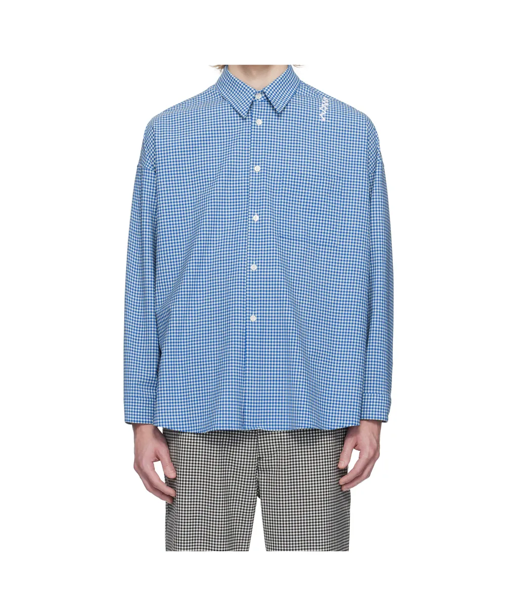 Logo Embroidered Checked Shirt