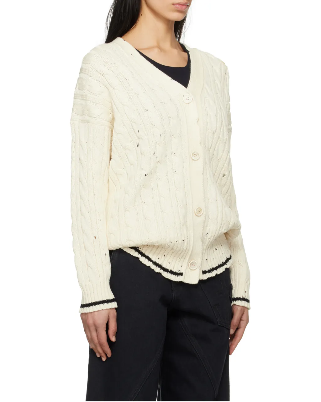 Dishevelled Cable Cotton Cardigan