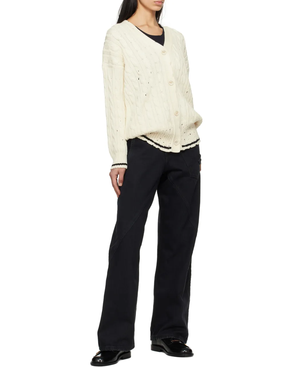 Dishevelled Cable Cotton Cardigan