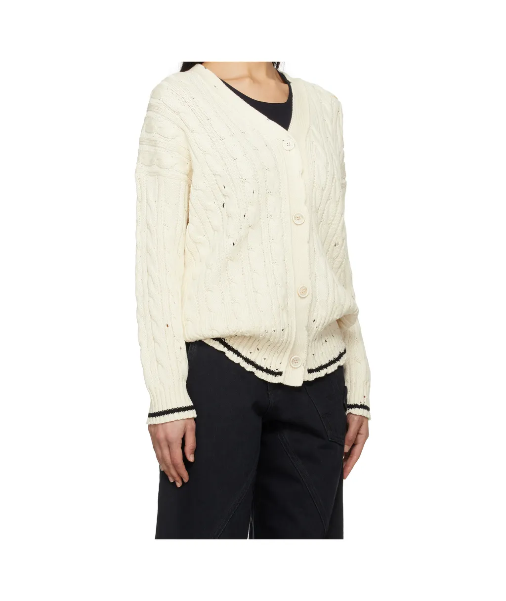 Dishevelled Cable Cotton Cardigan