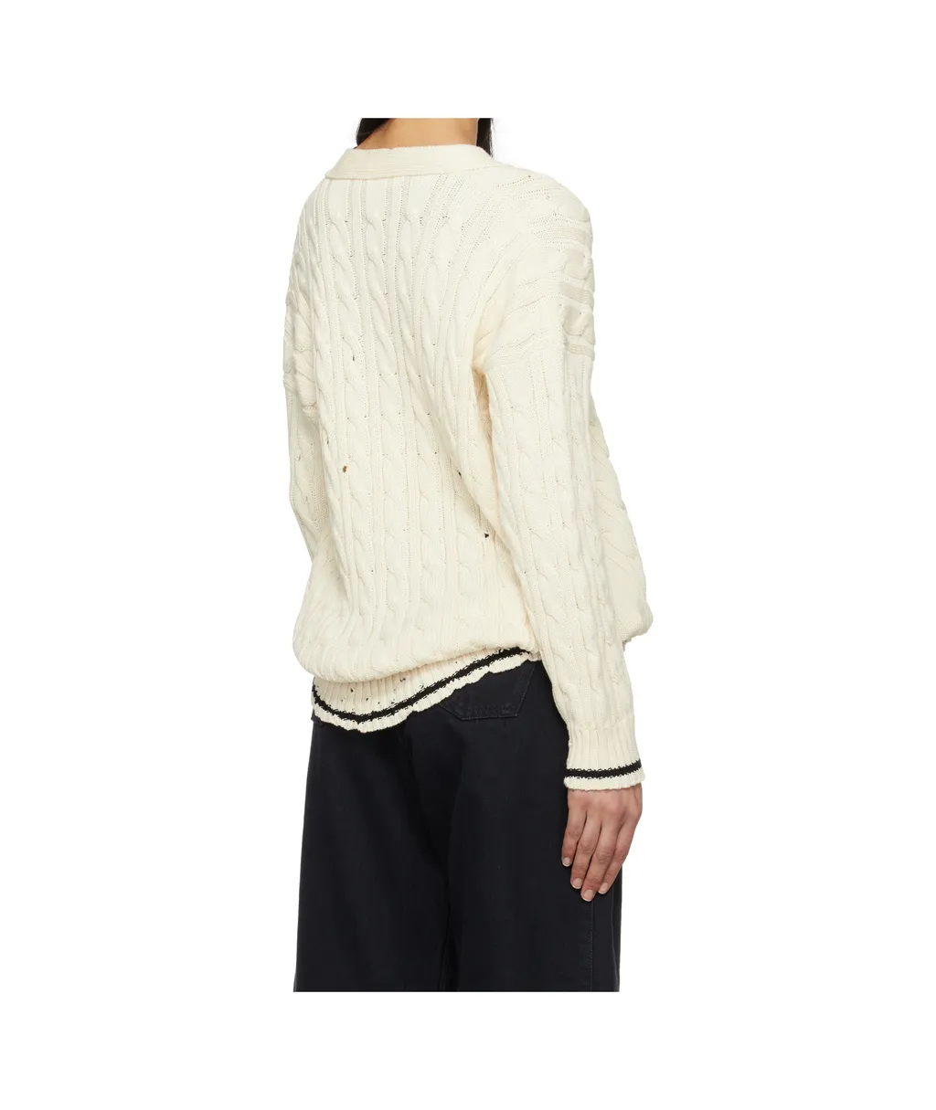 Dishevelled Cable Cotton Cardigan