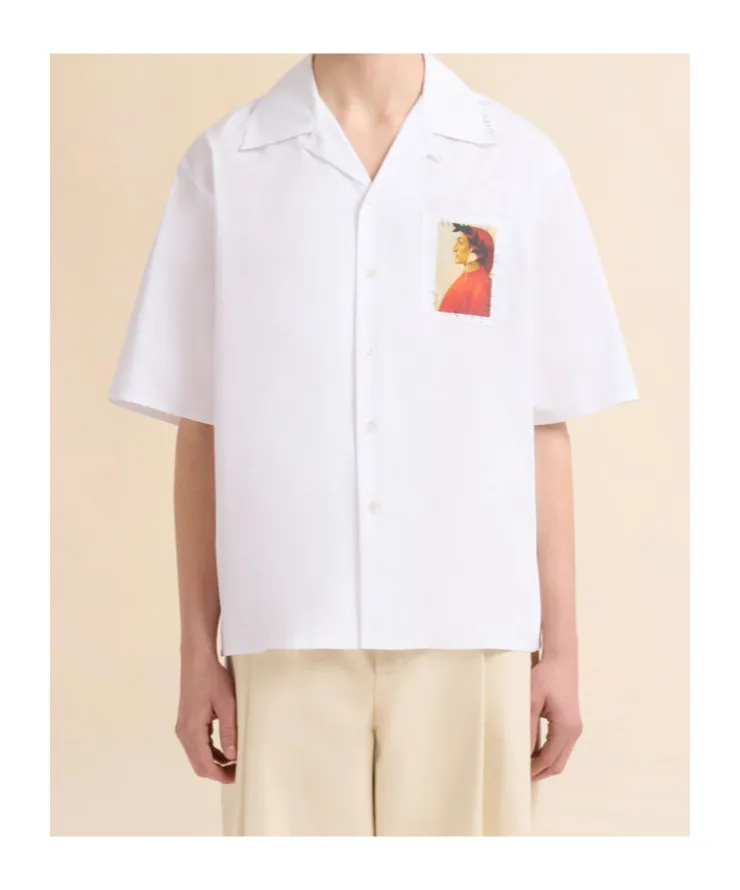 Poplin Bowling Shirt With Fawn Patch