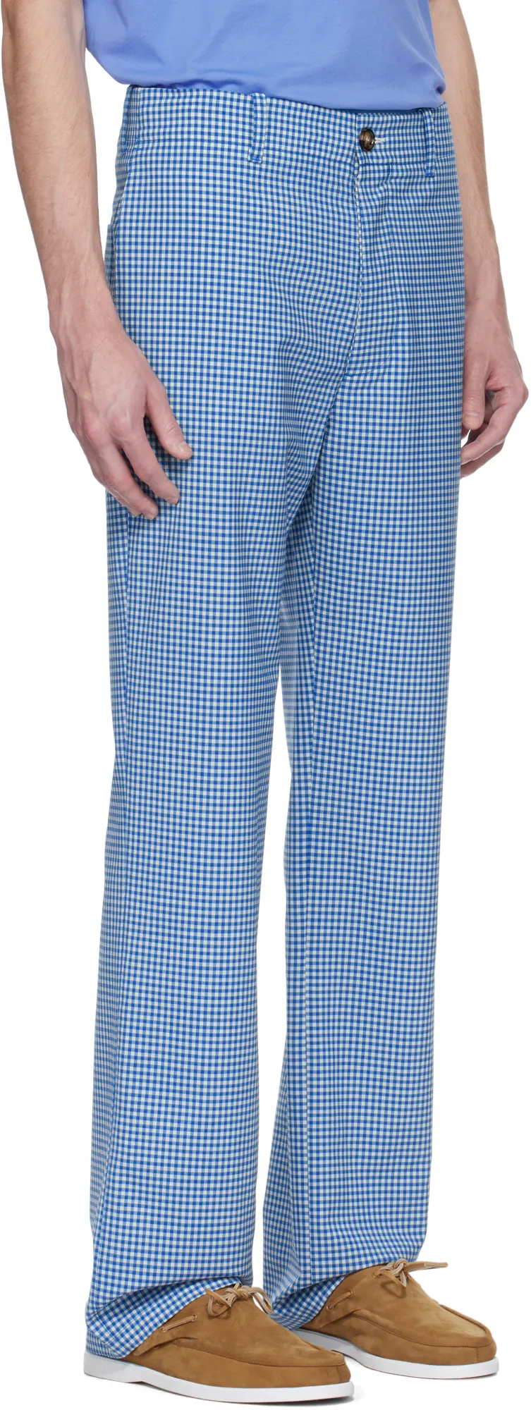 Wool Blend Gingham Trousers