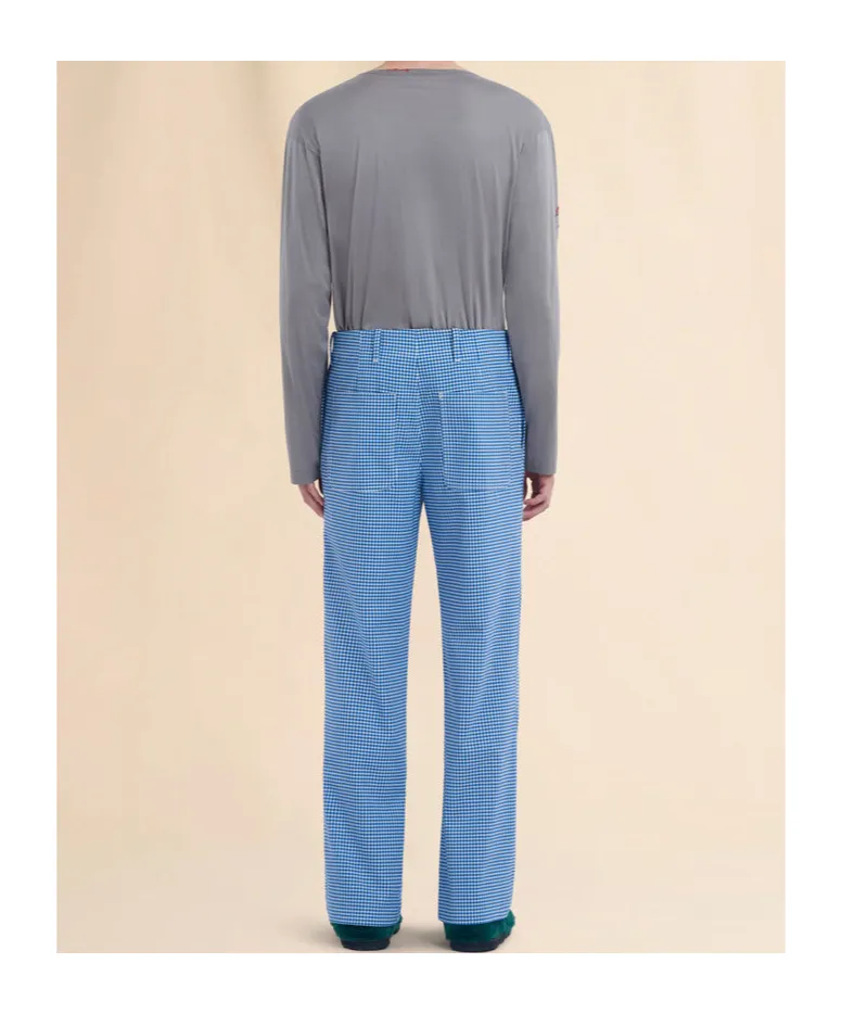 Wool Blend Gingham Trousers