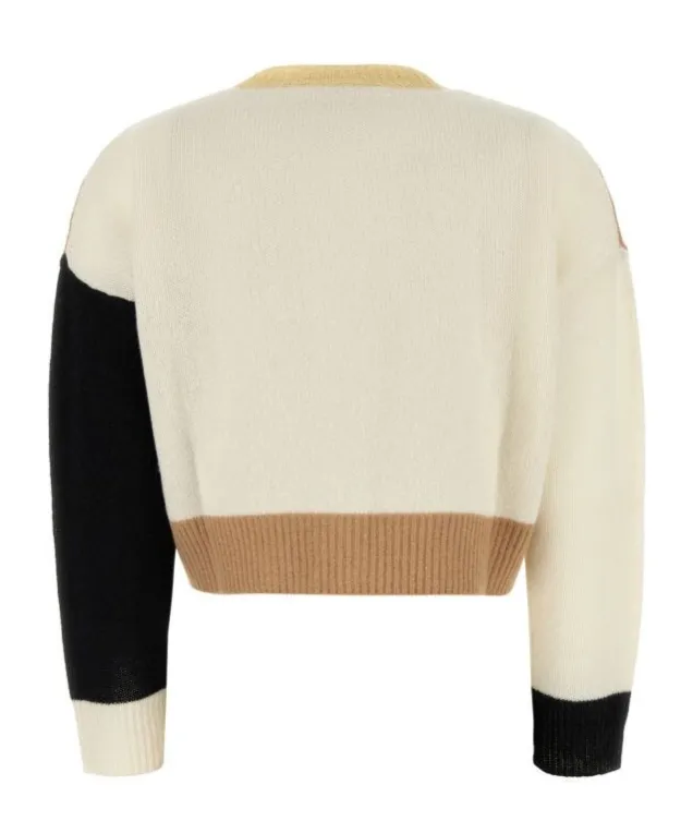 Logo Embroidered Color Blocked Cardigan