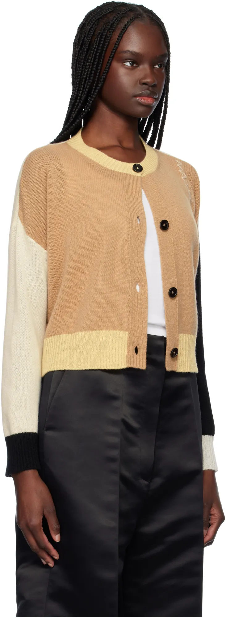 Logo Embroidered Color Blocked Cardigan
