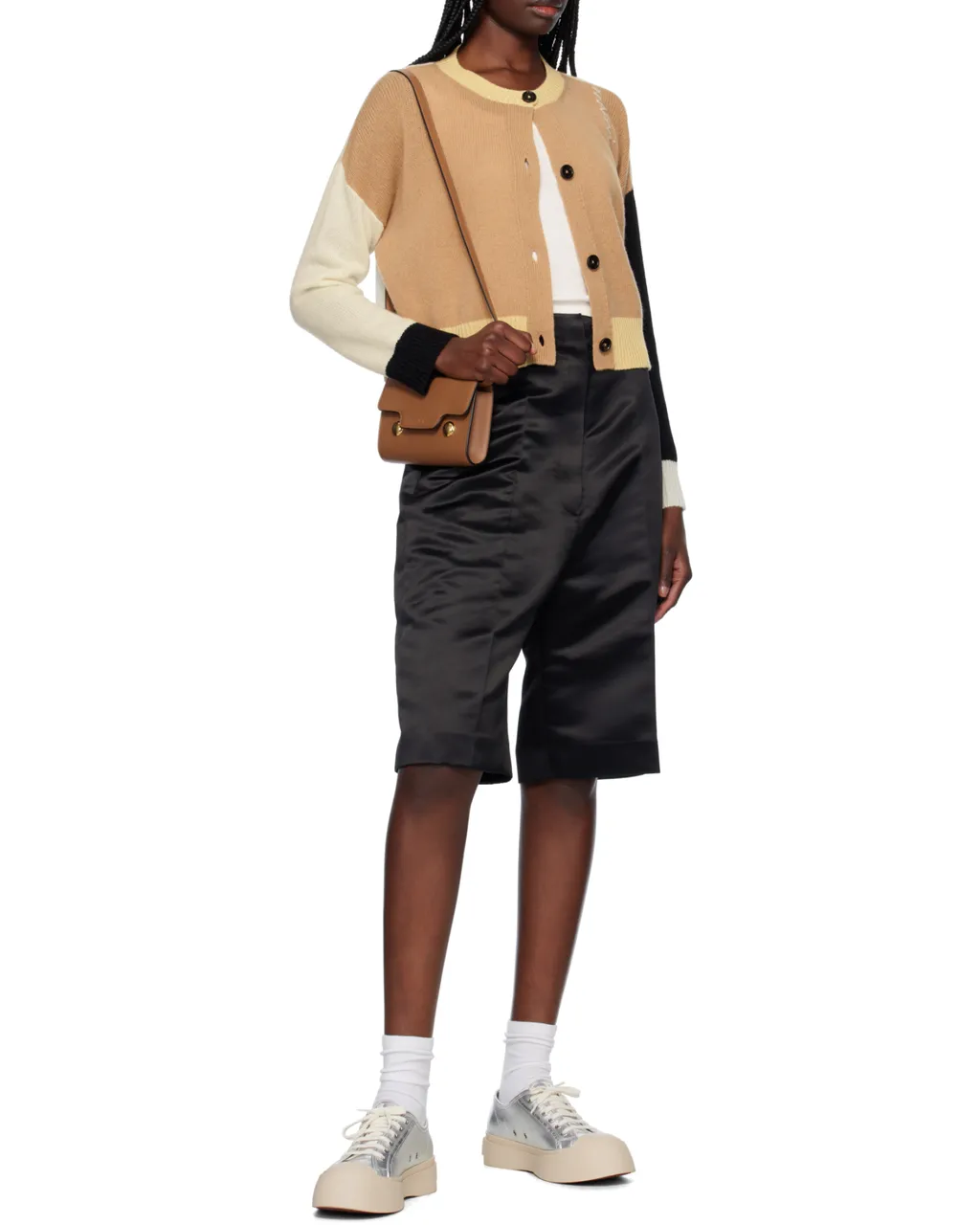 Logo Embroidered Color Blocked Cardigan
