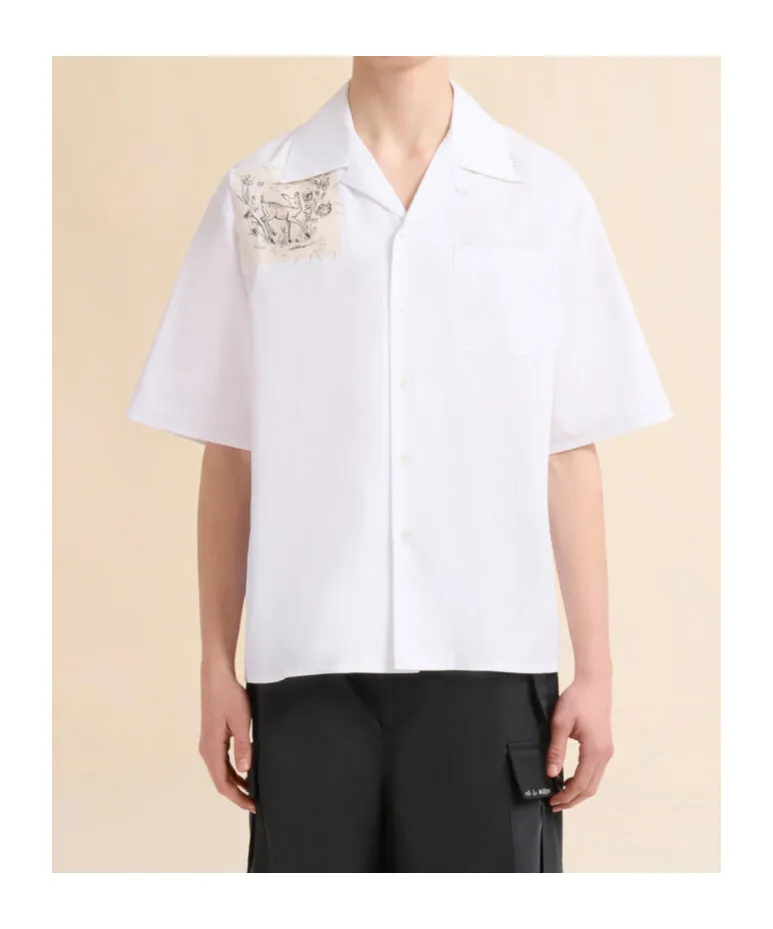 Fawn Patch Poplin Bowling Shirt