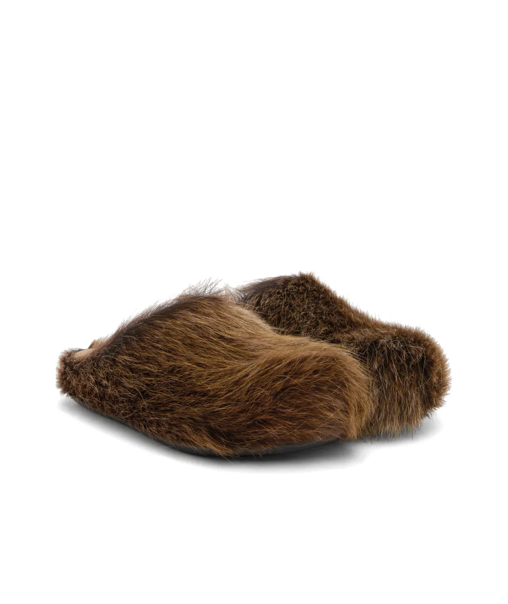 Long Hair Calfskin Fussbett Sabot Loafers