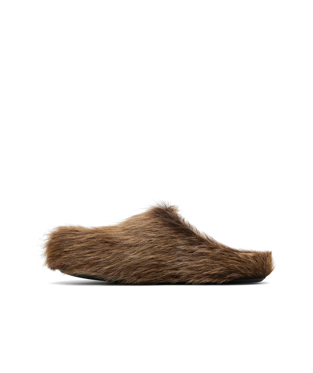 Long Hair Calfskin Fussbett Sabot Loafers