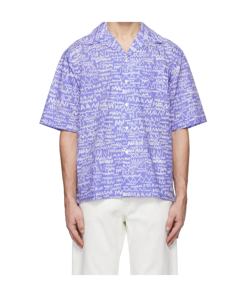 All-Over Logo Printed Short-Sleeved Shirt