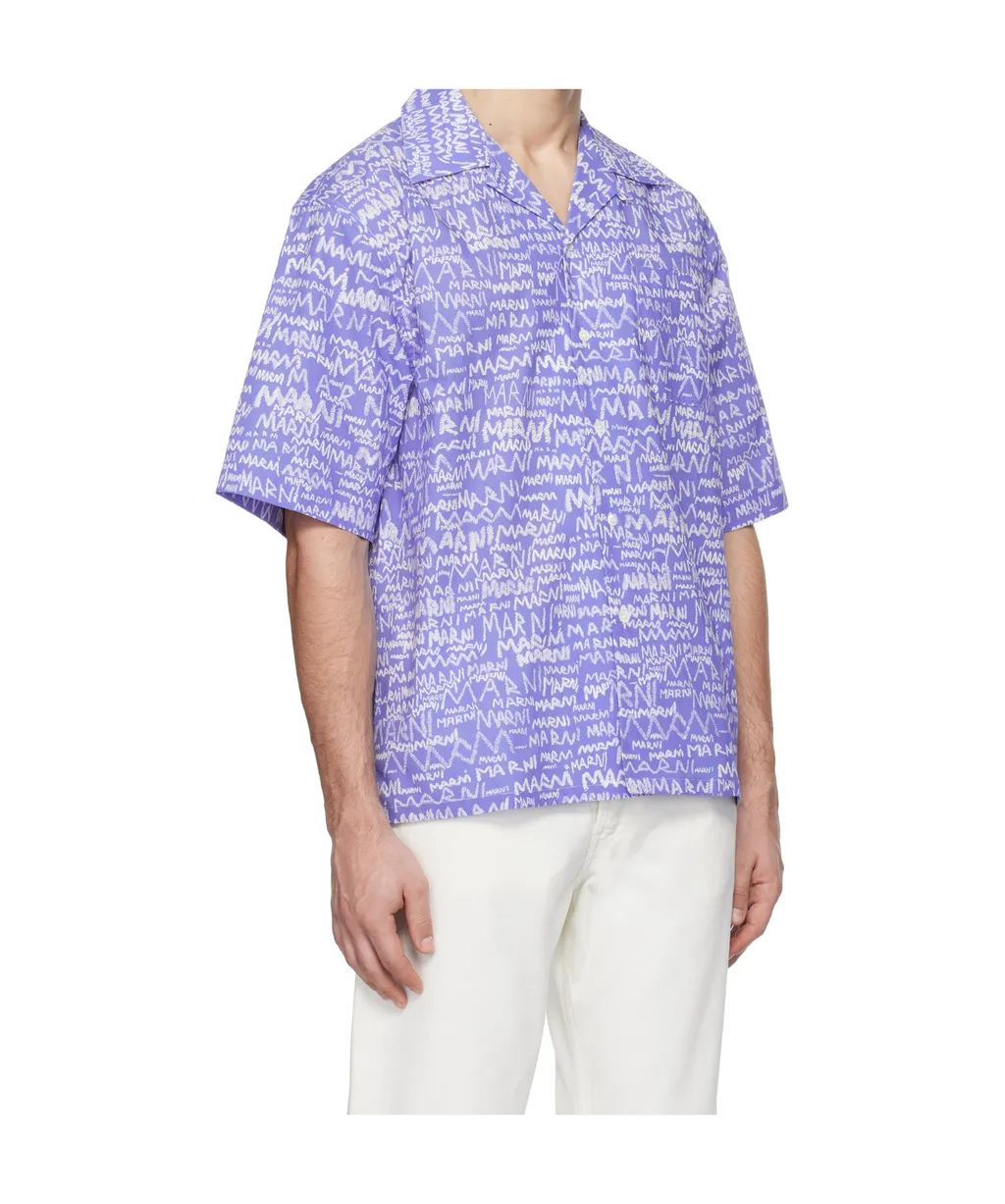 All-Over Logo Printed Short-Sleeved Shirt