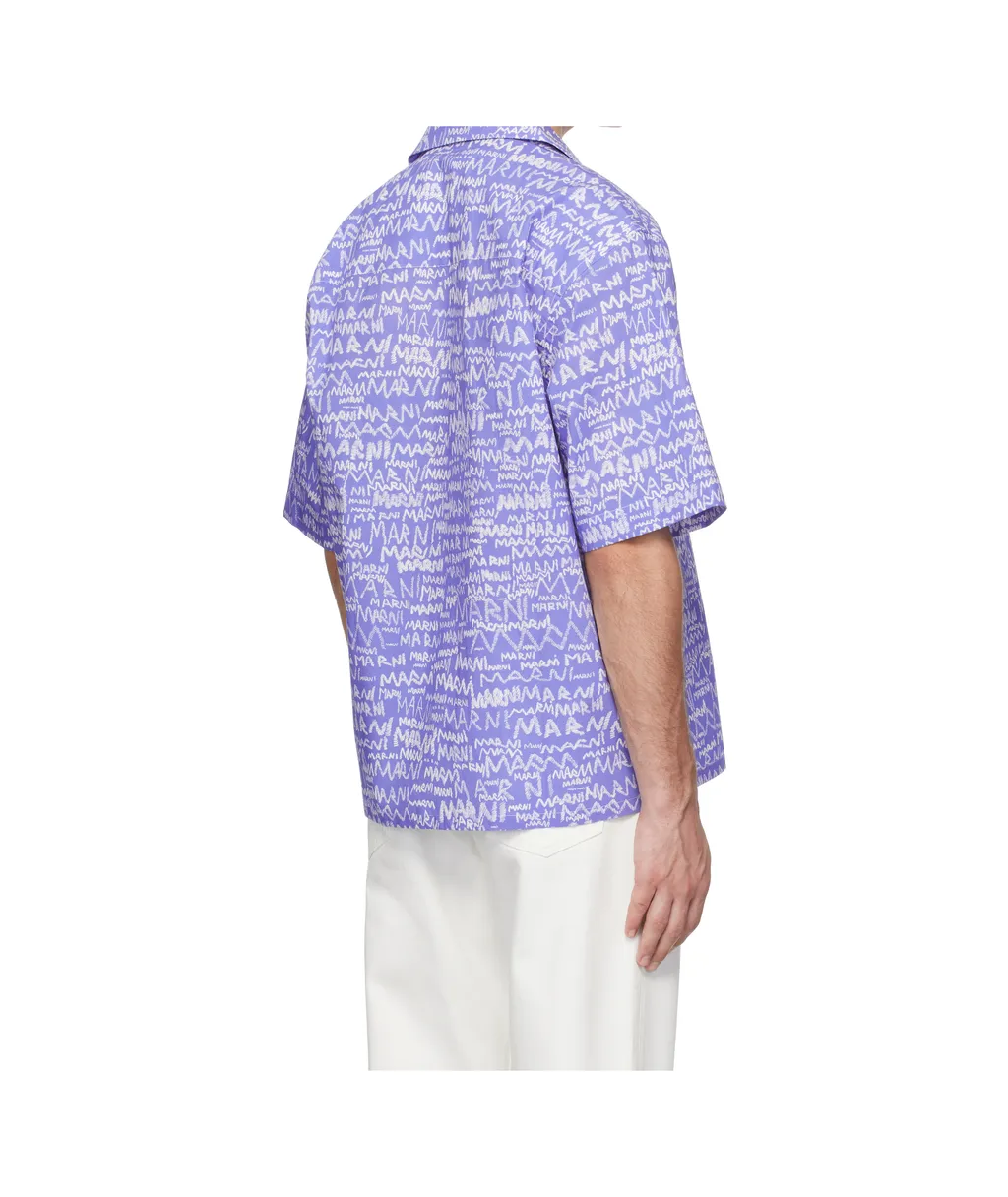 All-Over Logo Printed Short-Sleeved Shirt