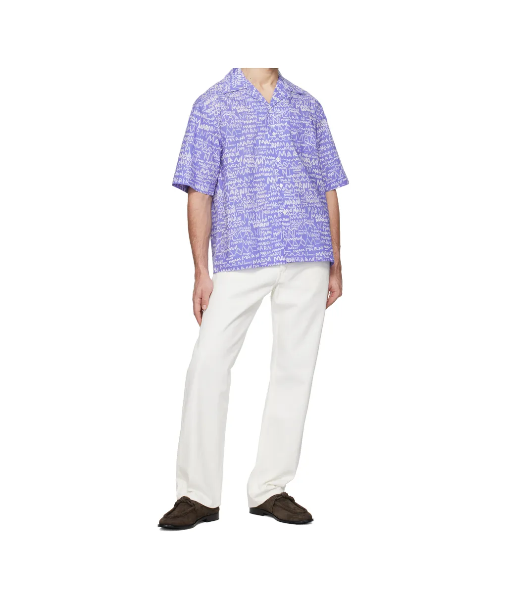 All-Over Logo Printed Short-Sleeved Shirt
