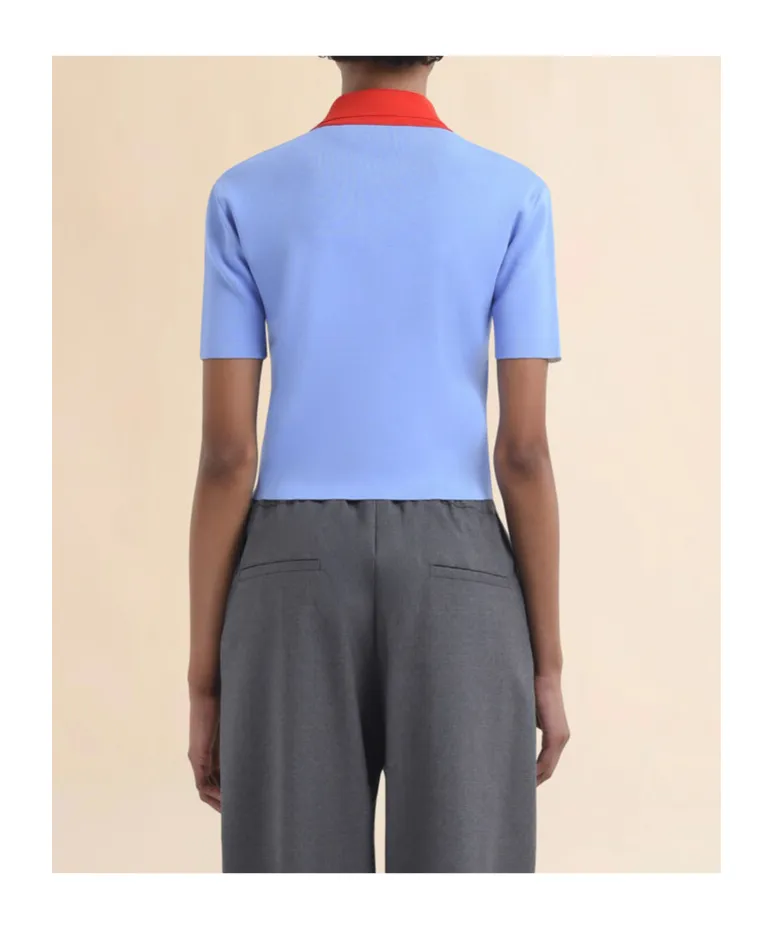 Technical Viscose Polo With Contrasting Back Panel