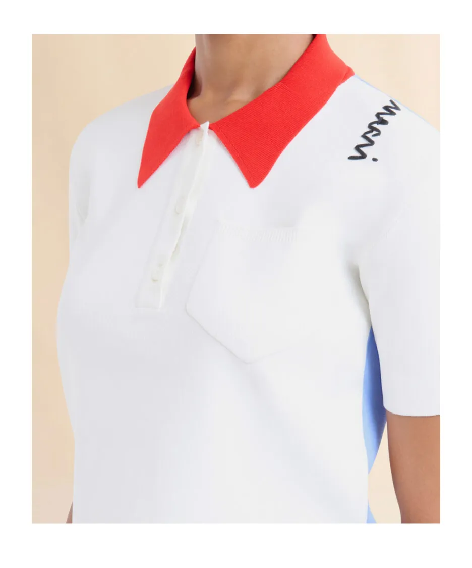Technical Viscose Polo With Contrasting Back Panel